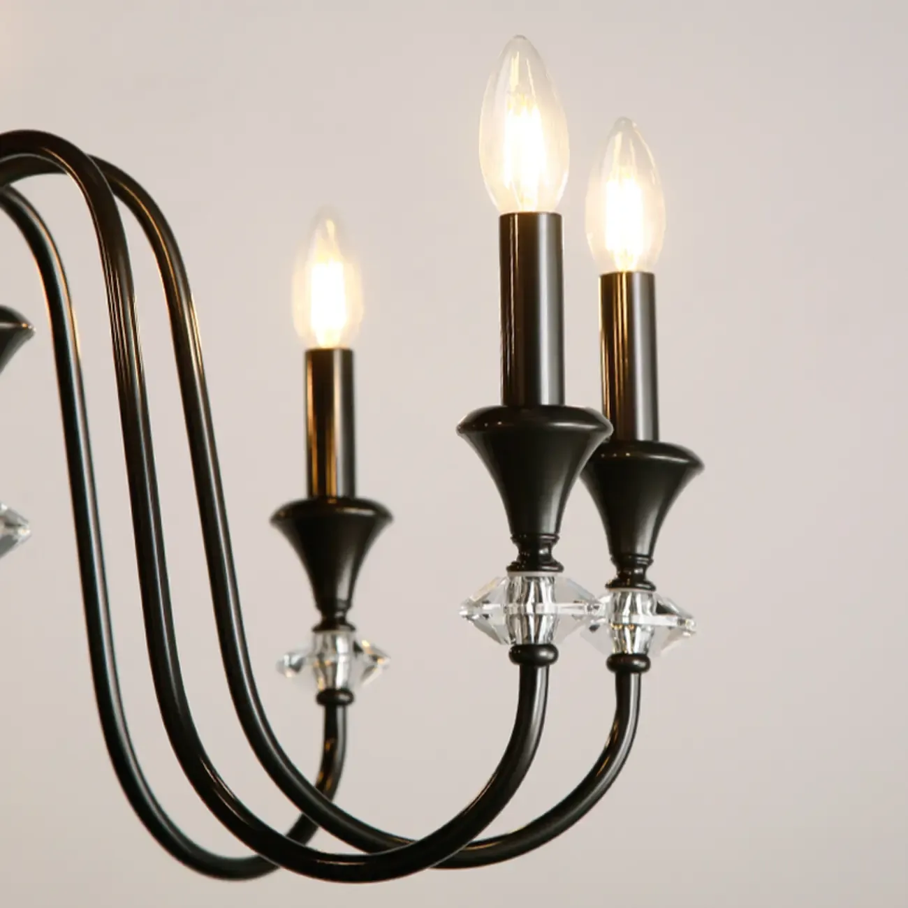 Industrial Black Glass Candelabra Chandelier in 3-10 Lights Image - 10