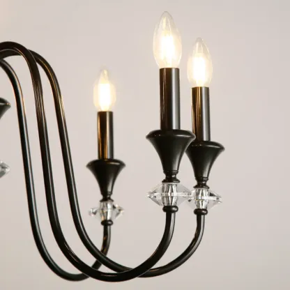 Industrial Black Glass Candelabra Chandelier in 3-10 Lights Image - 10