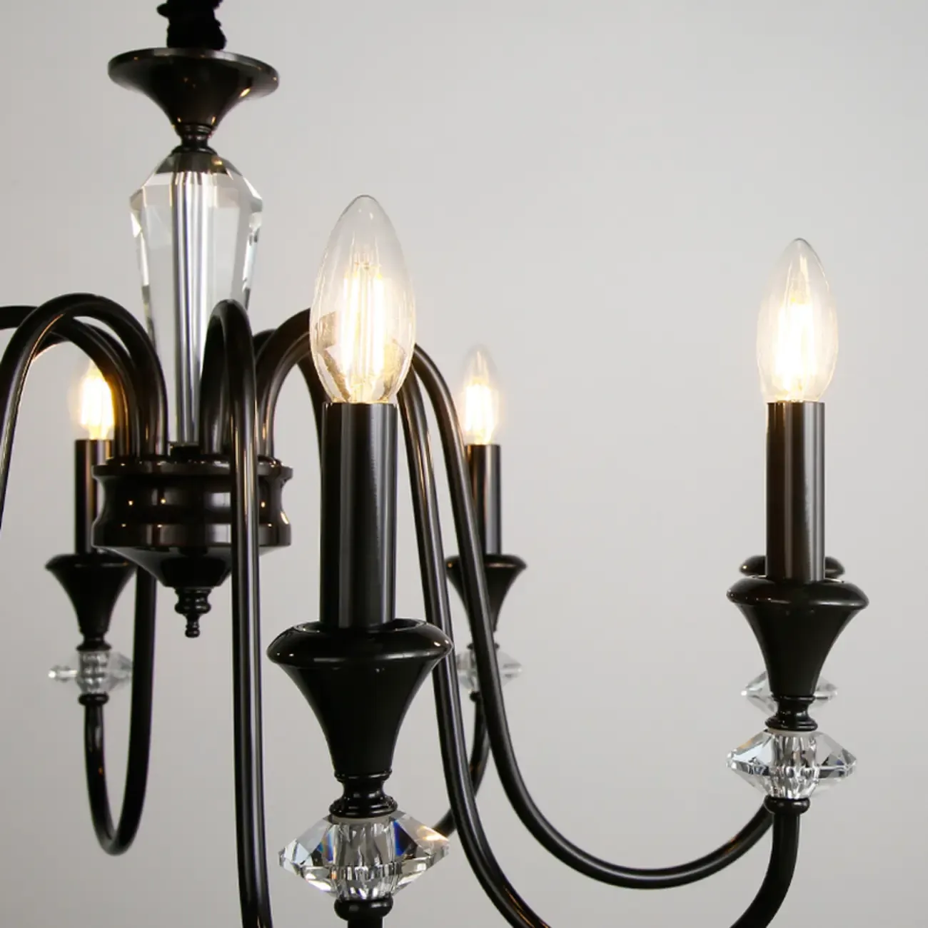 Industrial Black Glass Candelabra Chandelier in 3-10 Lights Image - 14