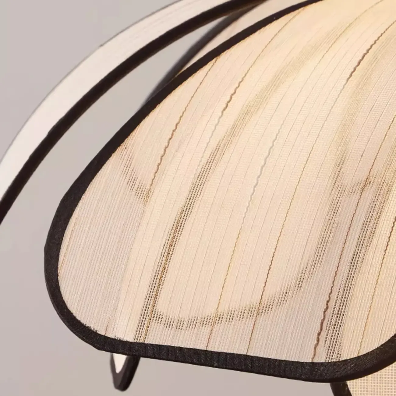 Adjustable Fabric Beige Geometric Pendant Light for Kitchen Image - 8