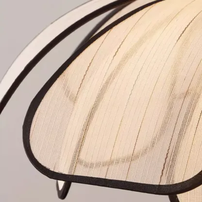 Adjustable Fabric Beige Geometric Pendant Light for Kitchen Image - 8