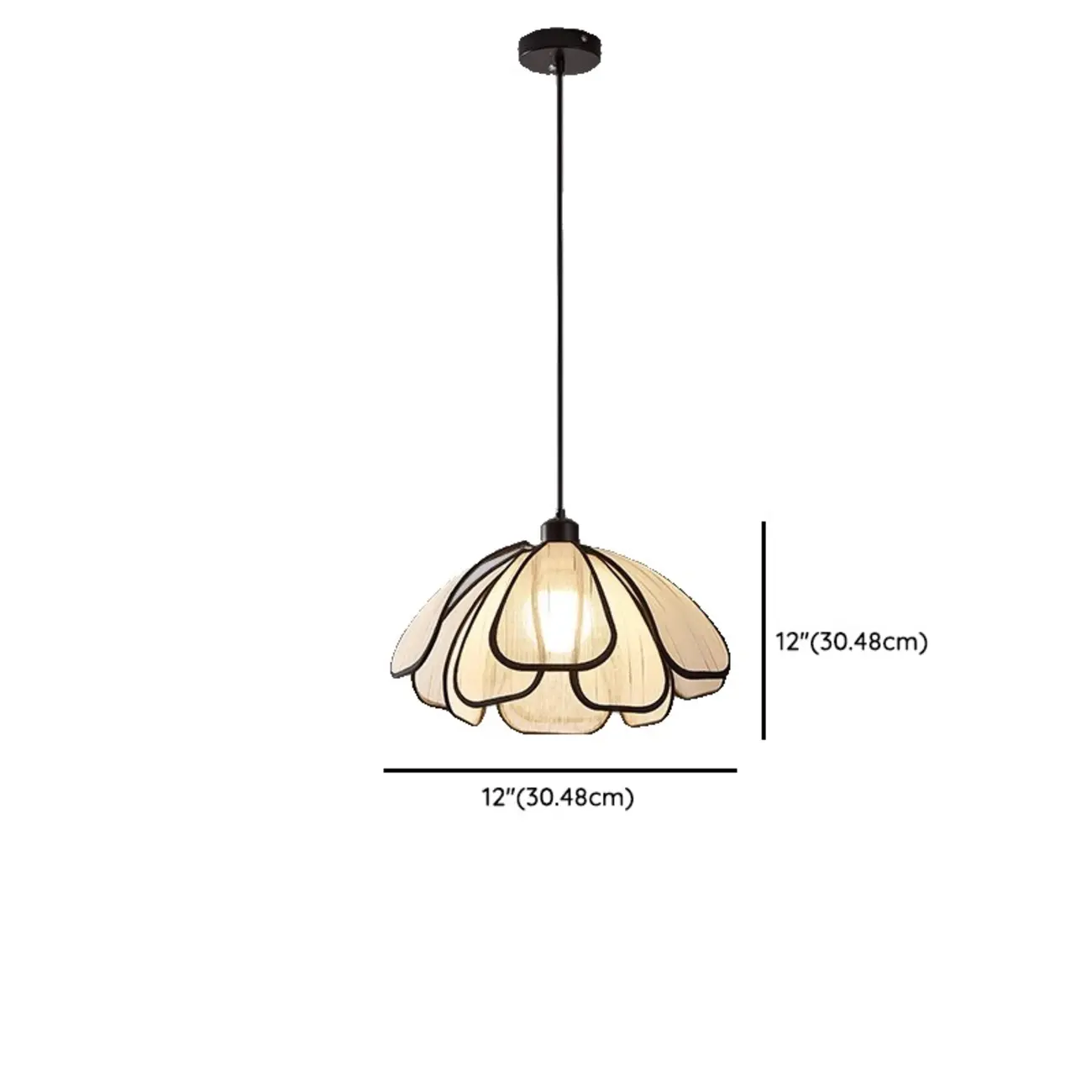 Adjustable Fabric Beige Geometric Pendant Light for Kitchen #size | homeyfad