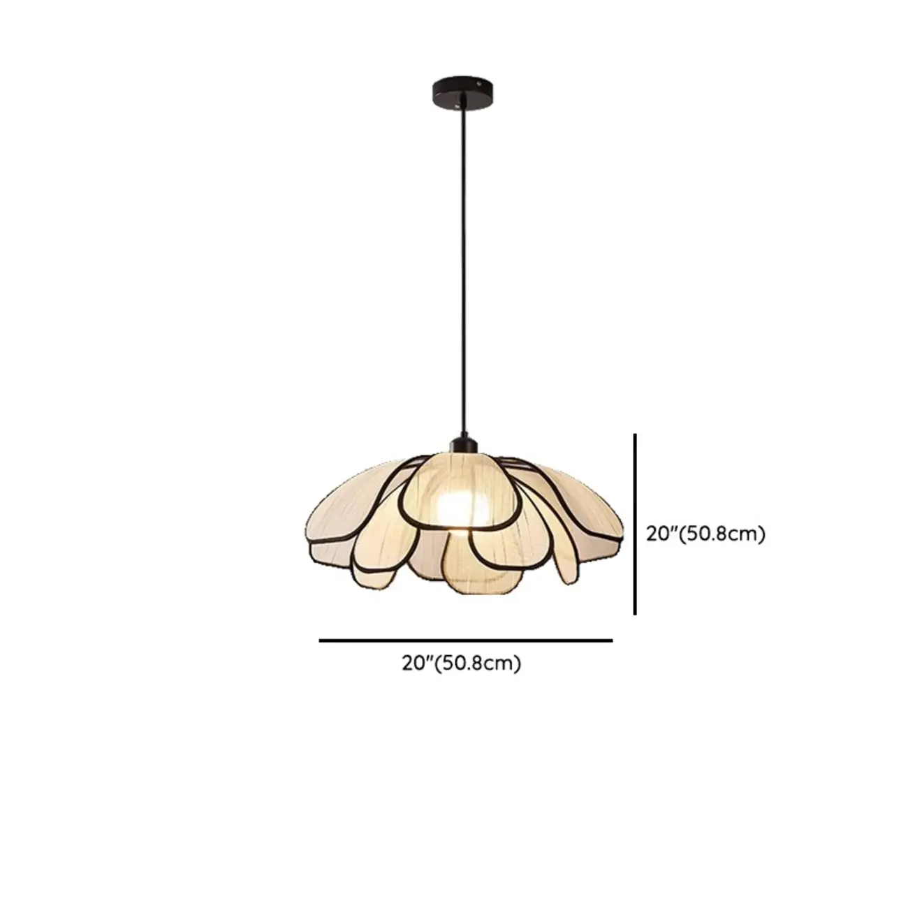 Adjustable Fabric Beige Geometric Pendant Light for Kitchen Image - 10 | homeyfad