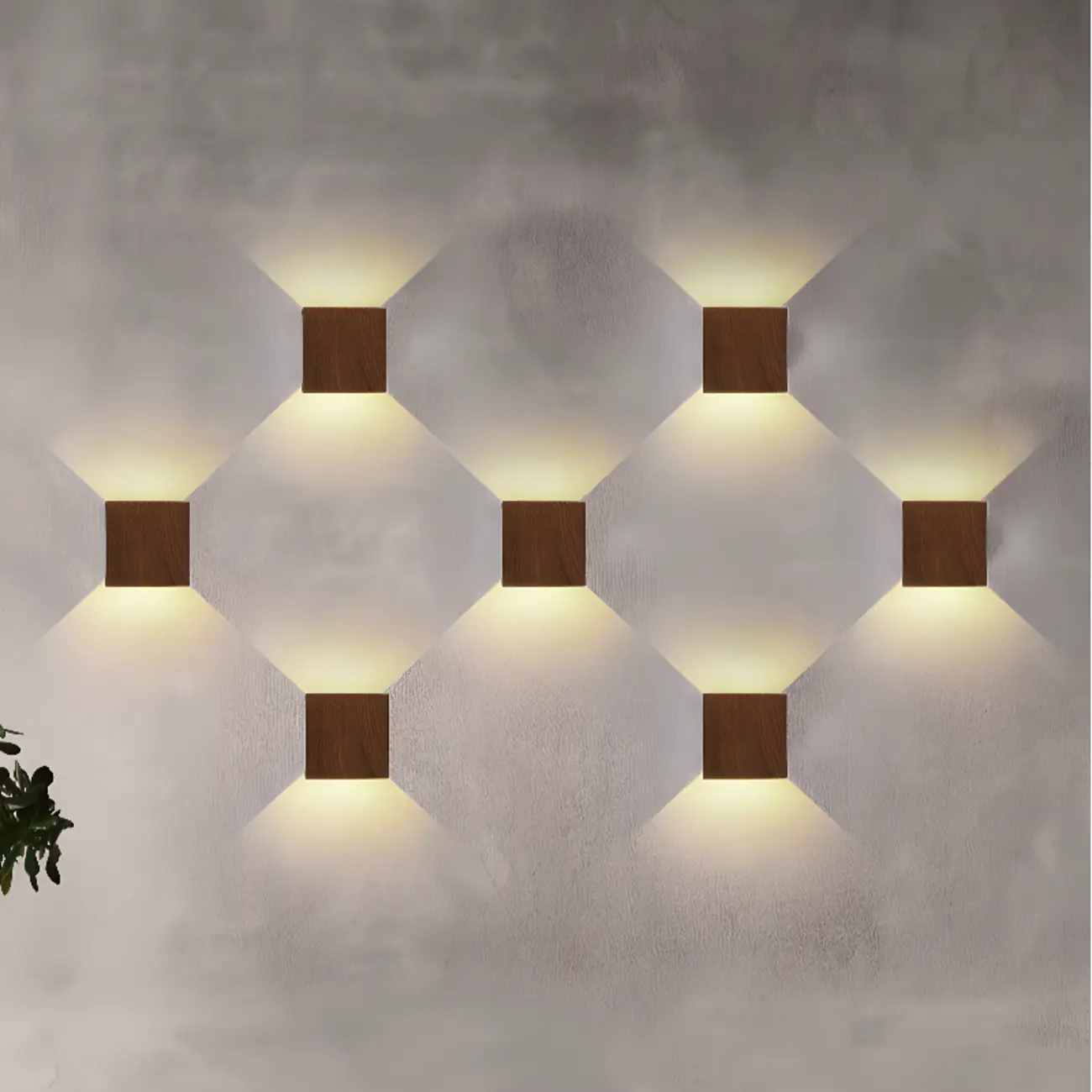 Walnut Geometric 2-Light LED Wall Sconce with Up & Down | homeyfad