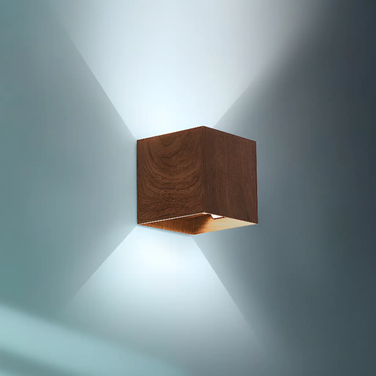 Walnut Geometric 2-Light LED Wall Sconce with Up & Down | homeyfad