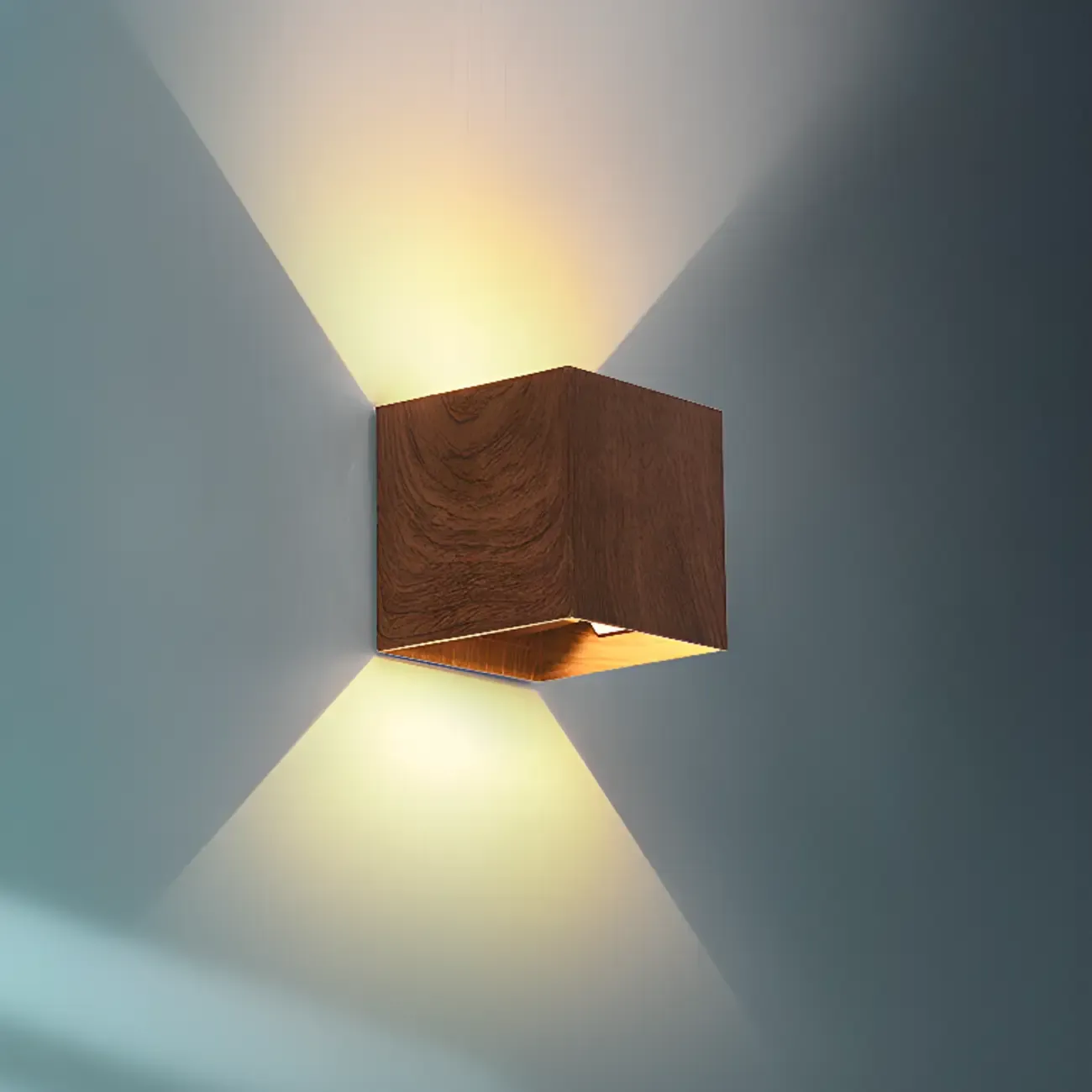Walnut Geometric 2-Light LED Wall Sconce with Up & Down