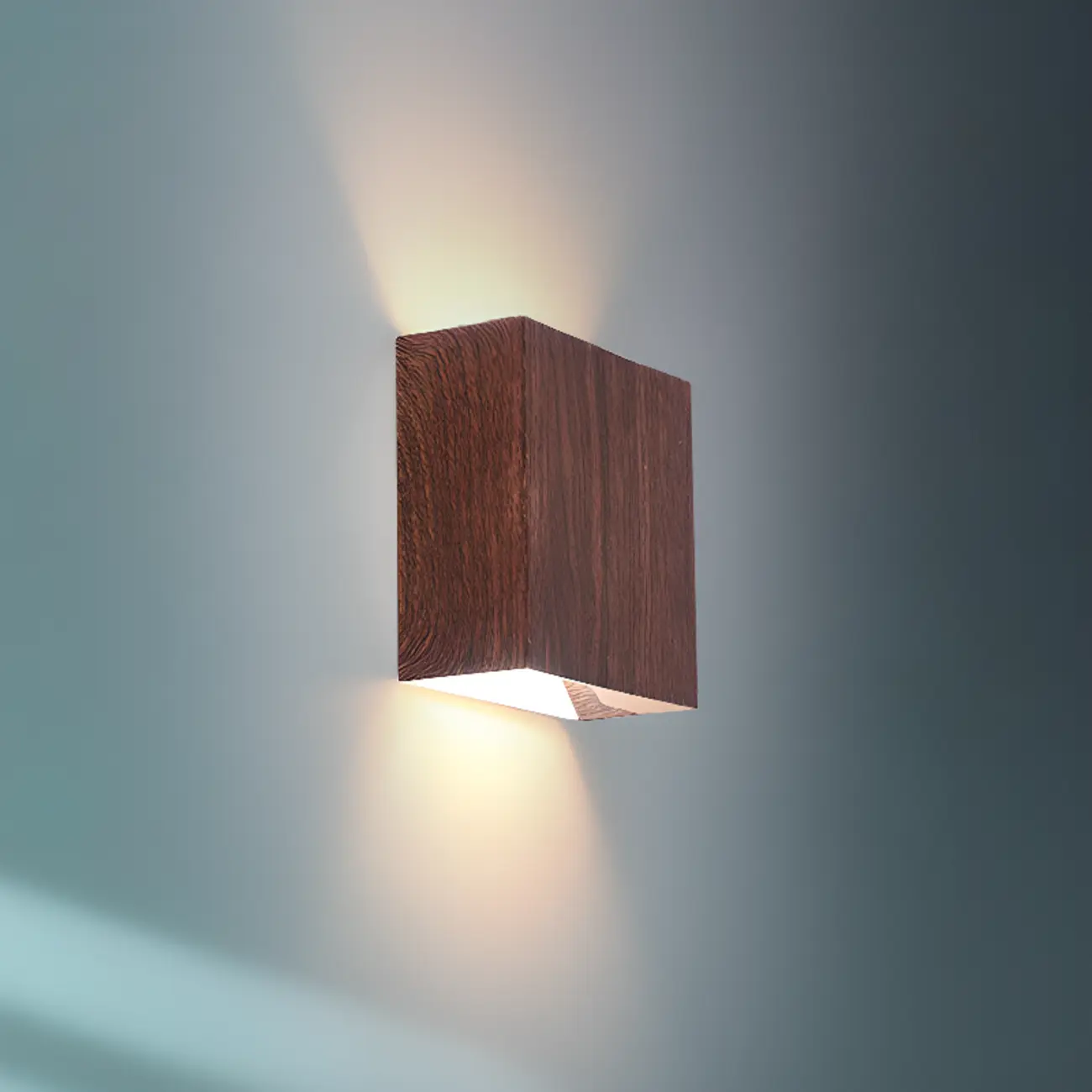 Walnut Geometric 2-Light LED Wall Sconce with Up & Down | homeyfad