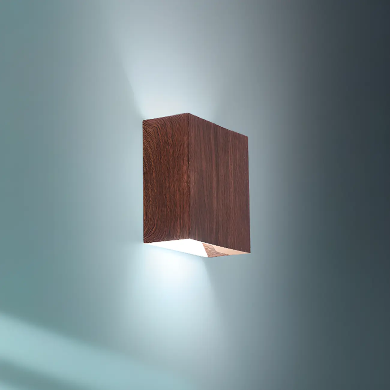 Walnut Geometric 2-Light LED Wall Sconce with Up & Down | homeyfad