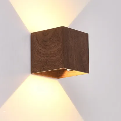 Walnut Geometric 2-Light LED Wall Sconce with Up & Down