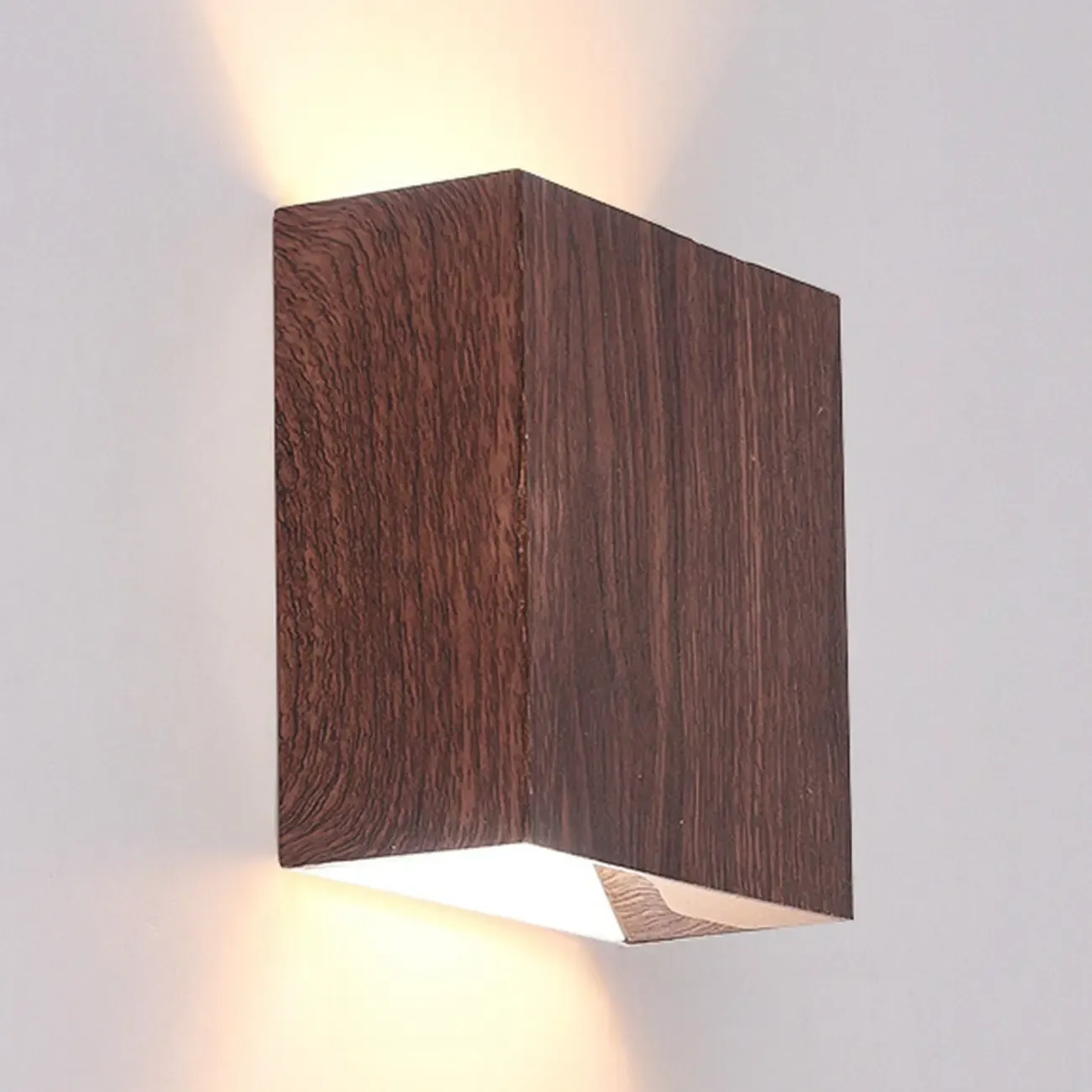 Walnut Geometric 2-Light LED Wall Sconce with Up & Down