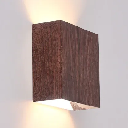 Walnut Geometric 2-Light LED Wall Sconce with Up & Down