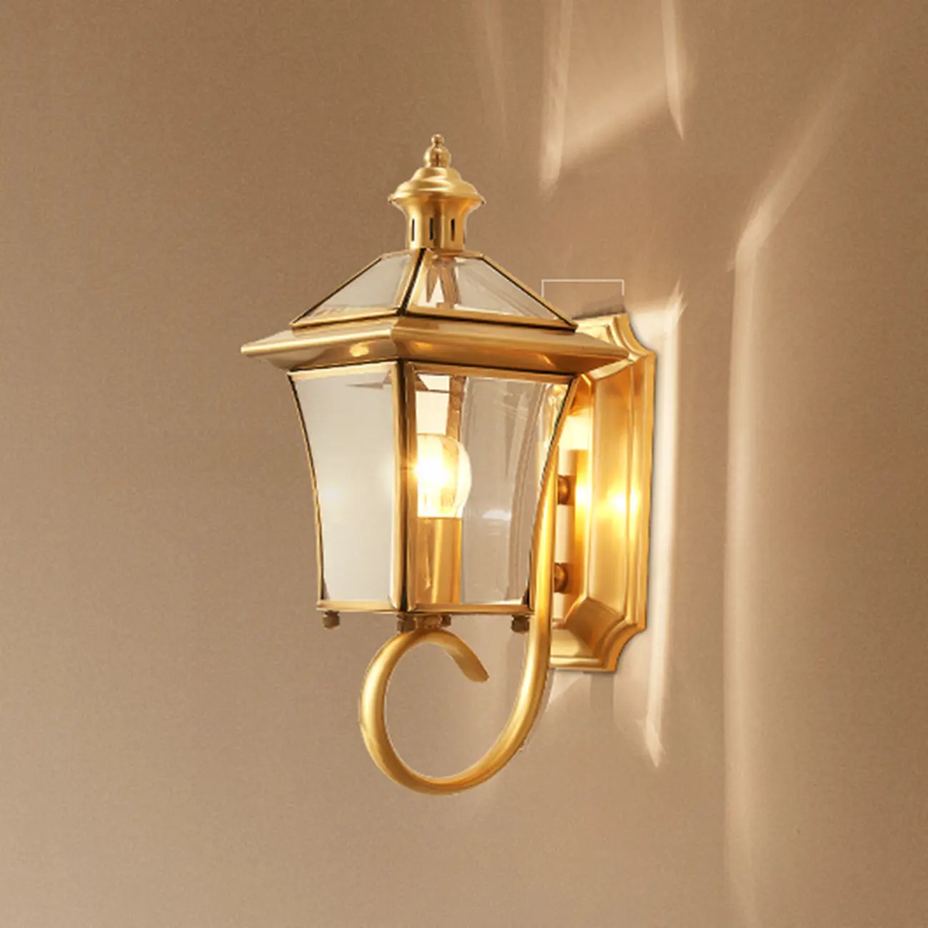 Vintage Brass Wall Sconce with Clear Glass for Outdoors | homeyfad