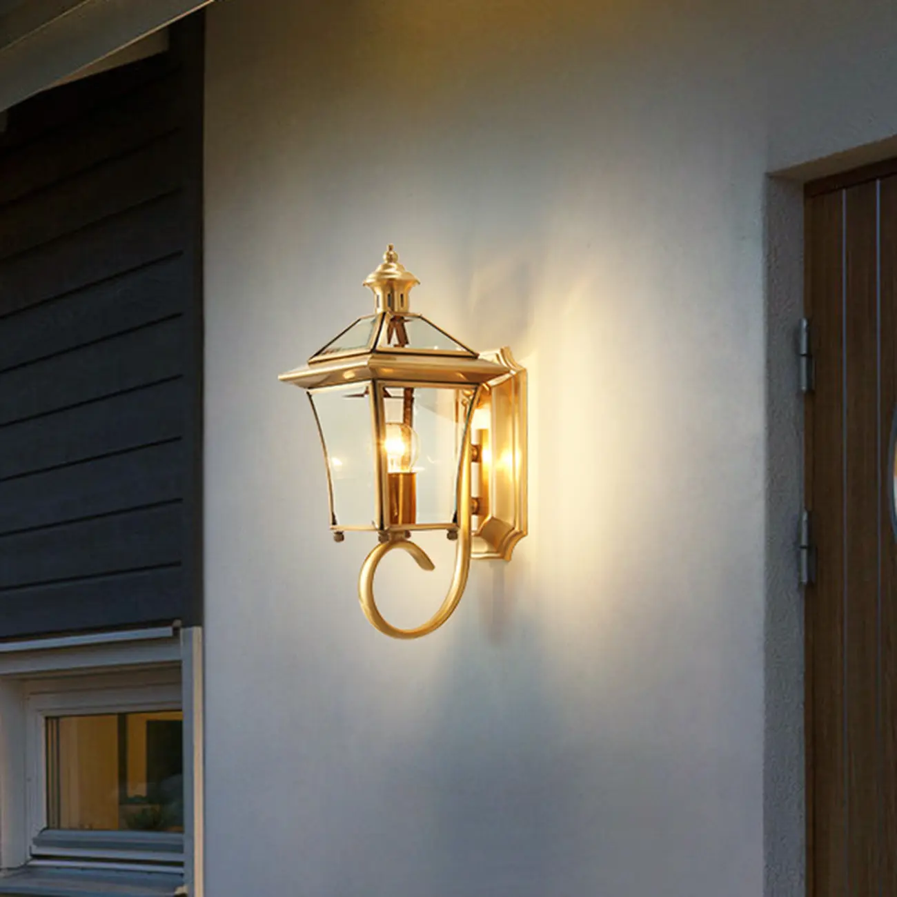 Vintage Brass Wall Sconce with Clear Glass for Outdoors | homeyfad