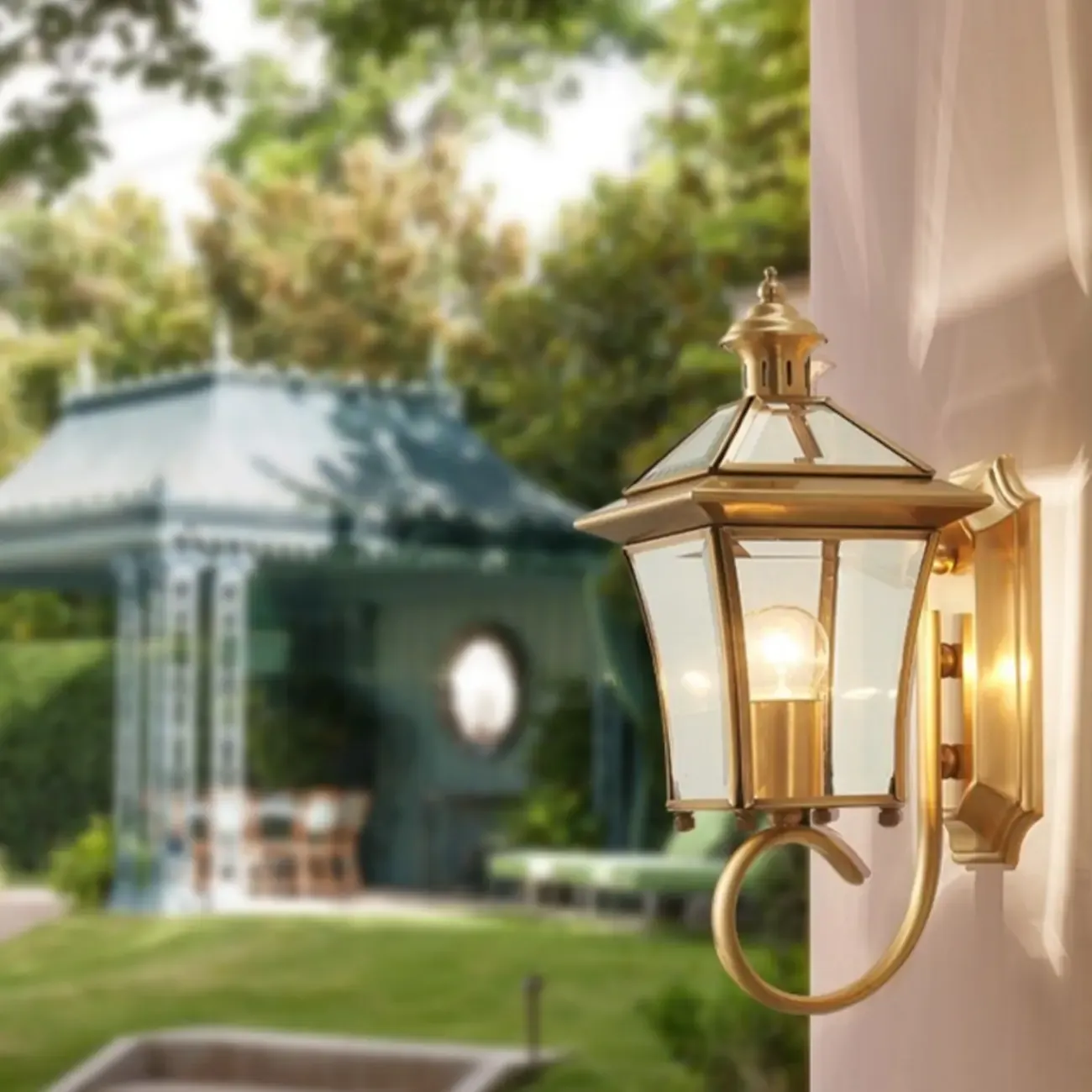 Vintage Brass Wall Sconce with Clear Glass for Outdoors | HomeyFad