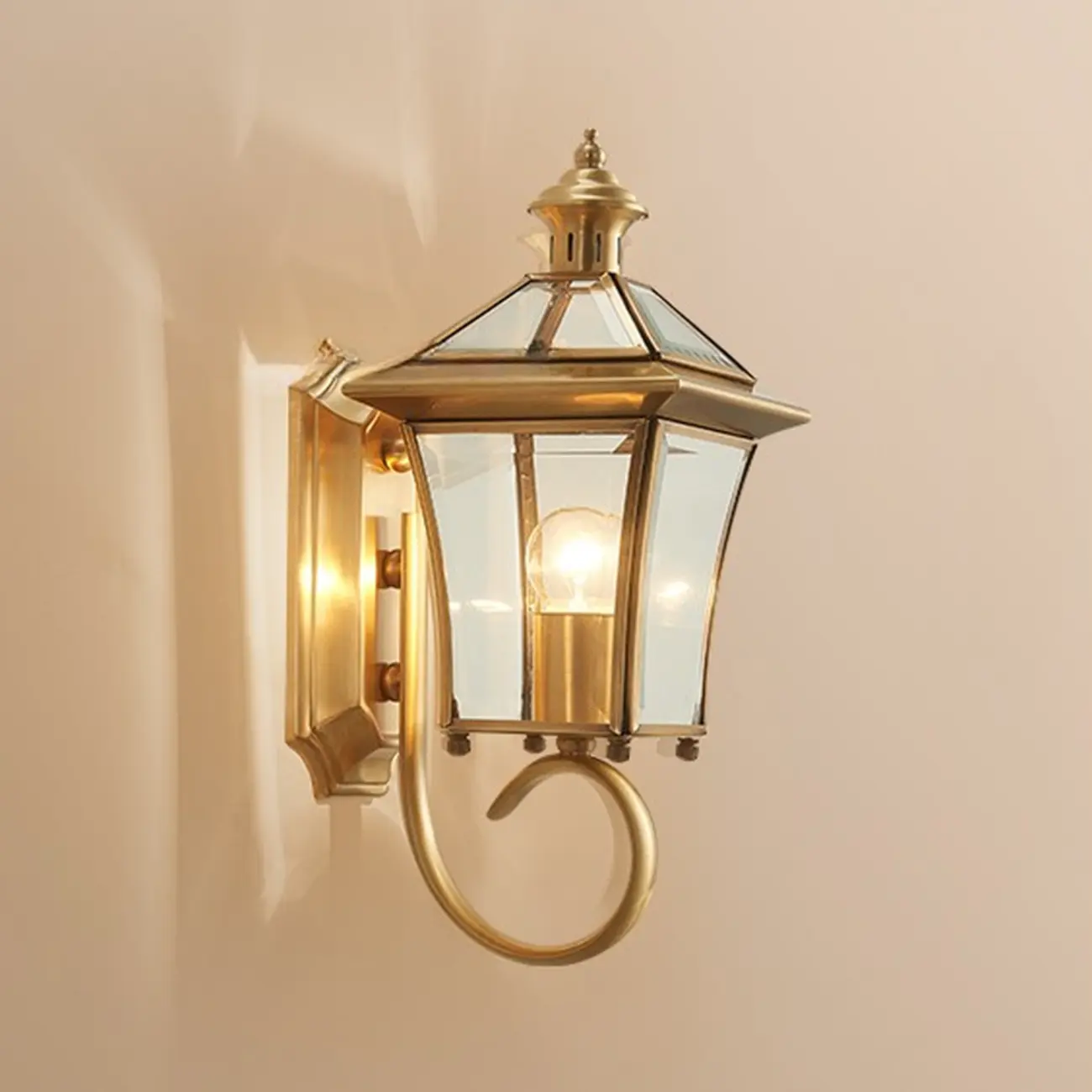 Vintage Brass Wall Sconce with Clear Glass for Outdoors | homeyfad