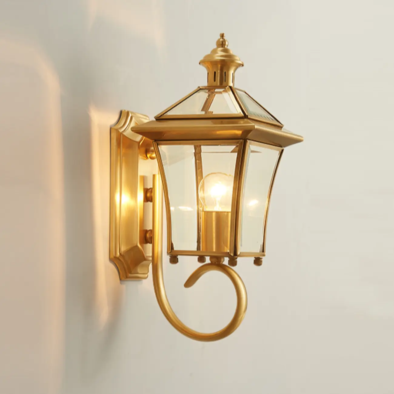 Vintage Brass Wall Sconce with Clear Glass for Outdoors | homeyfad