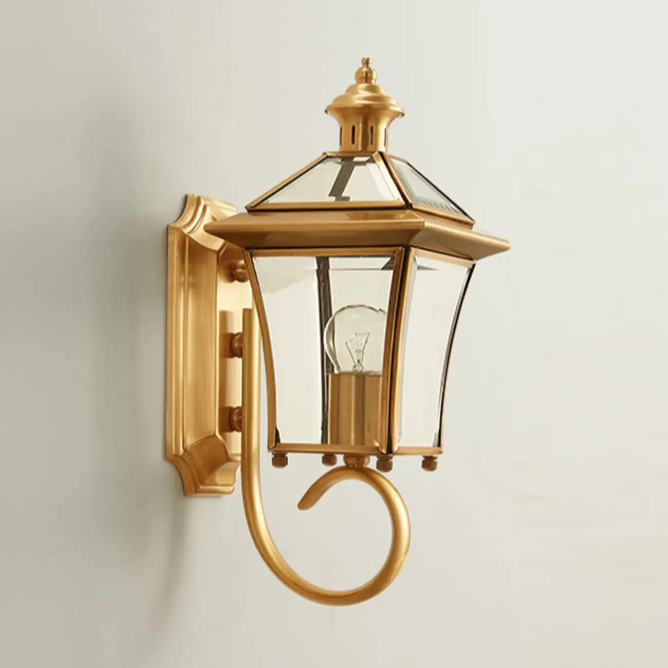Vintage Brass Wall Sconce with Clear Glass for Outdoors | homeyfad