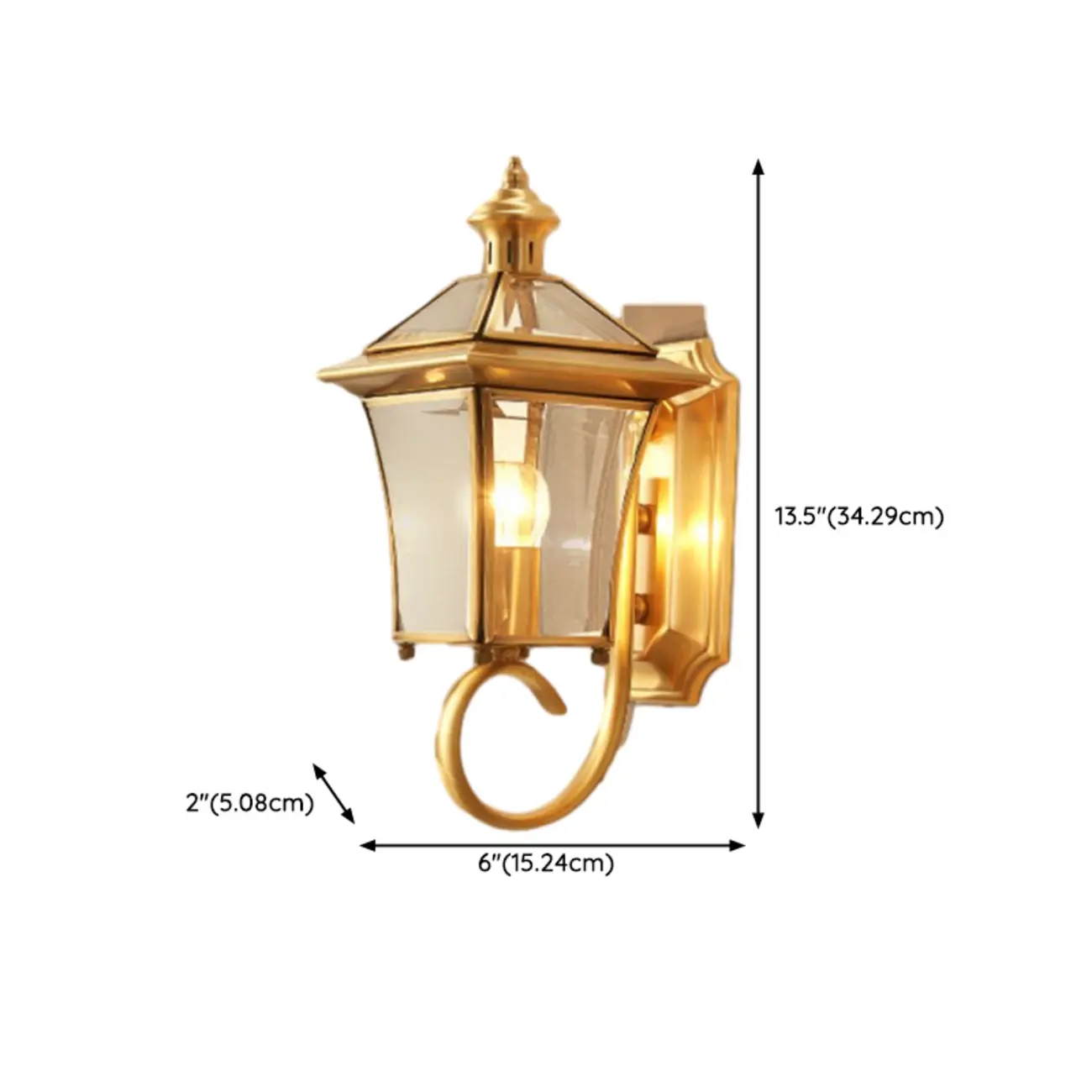 Vintage Brass Wall Sconce with Clear Glass for Outdoors | homeyfad