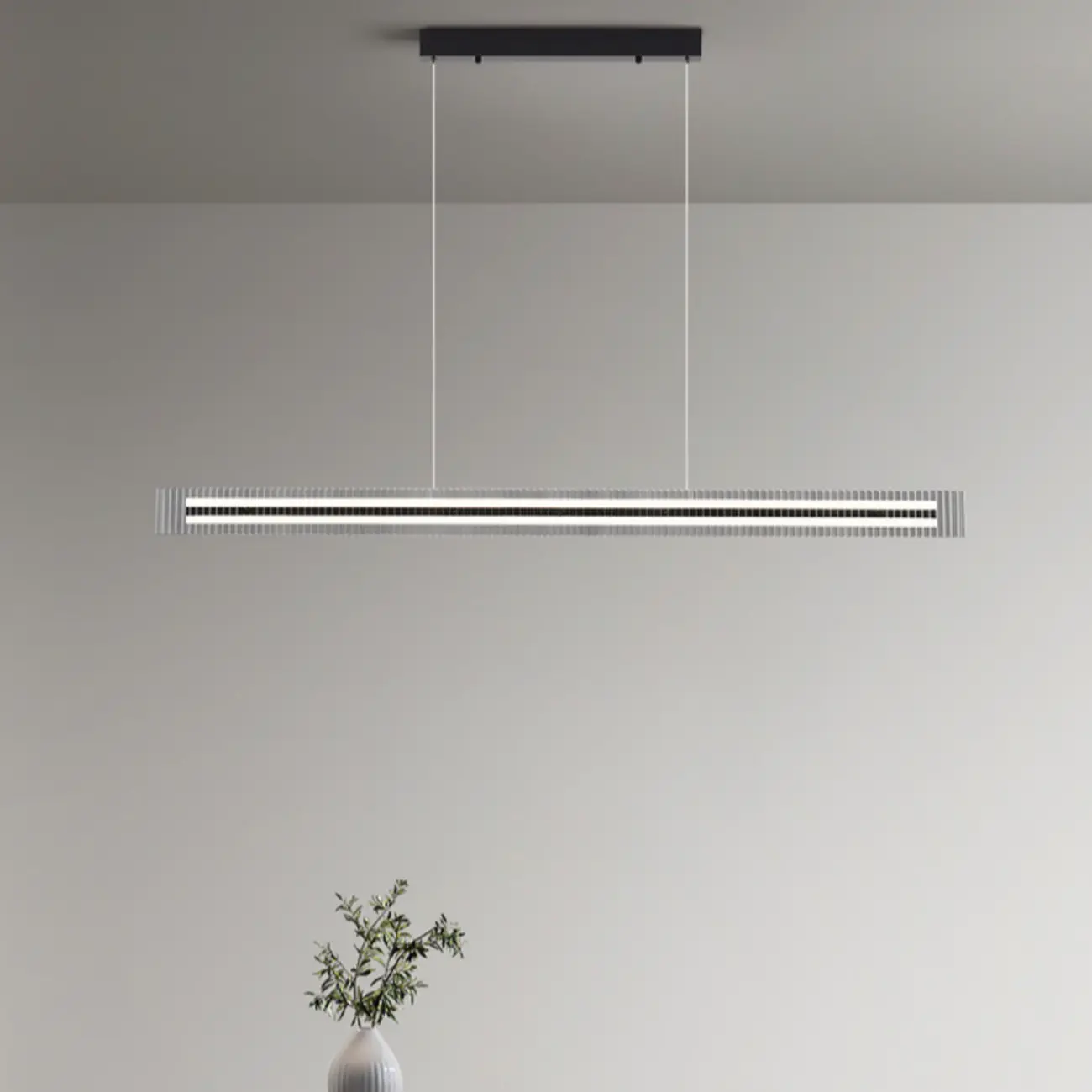 Modern Linear Black LED Hanging Pendant Lights for Kitchen Image - 1 | homeyfad