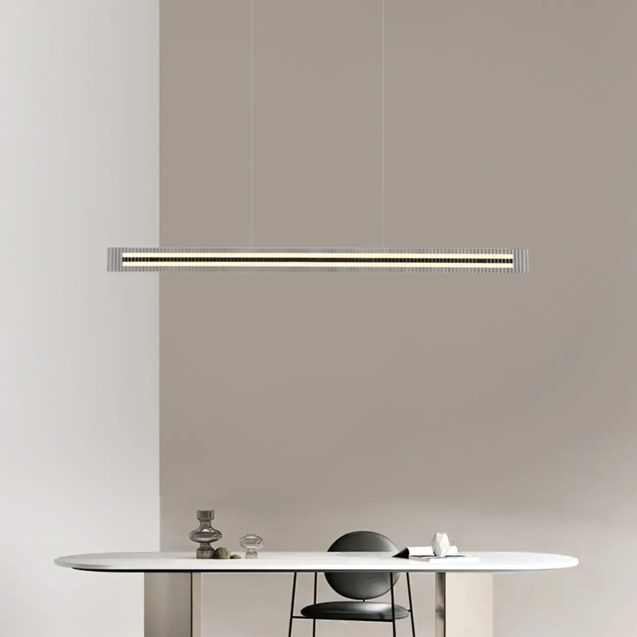 Modern Linear Black LED Hanging Pendant Lights for Kitchen Image - 4