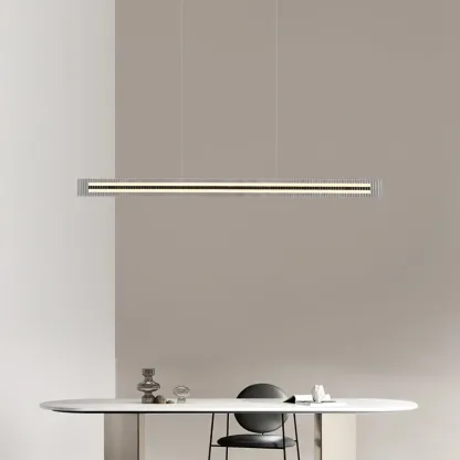 Modern Linear Black LED Hanging Pendant Lights for Kitchen Image - 4