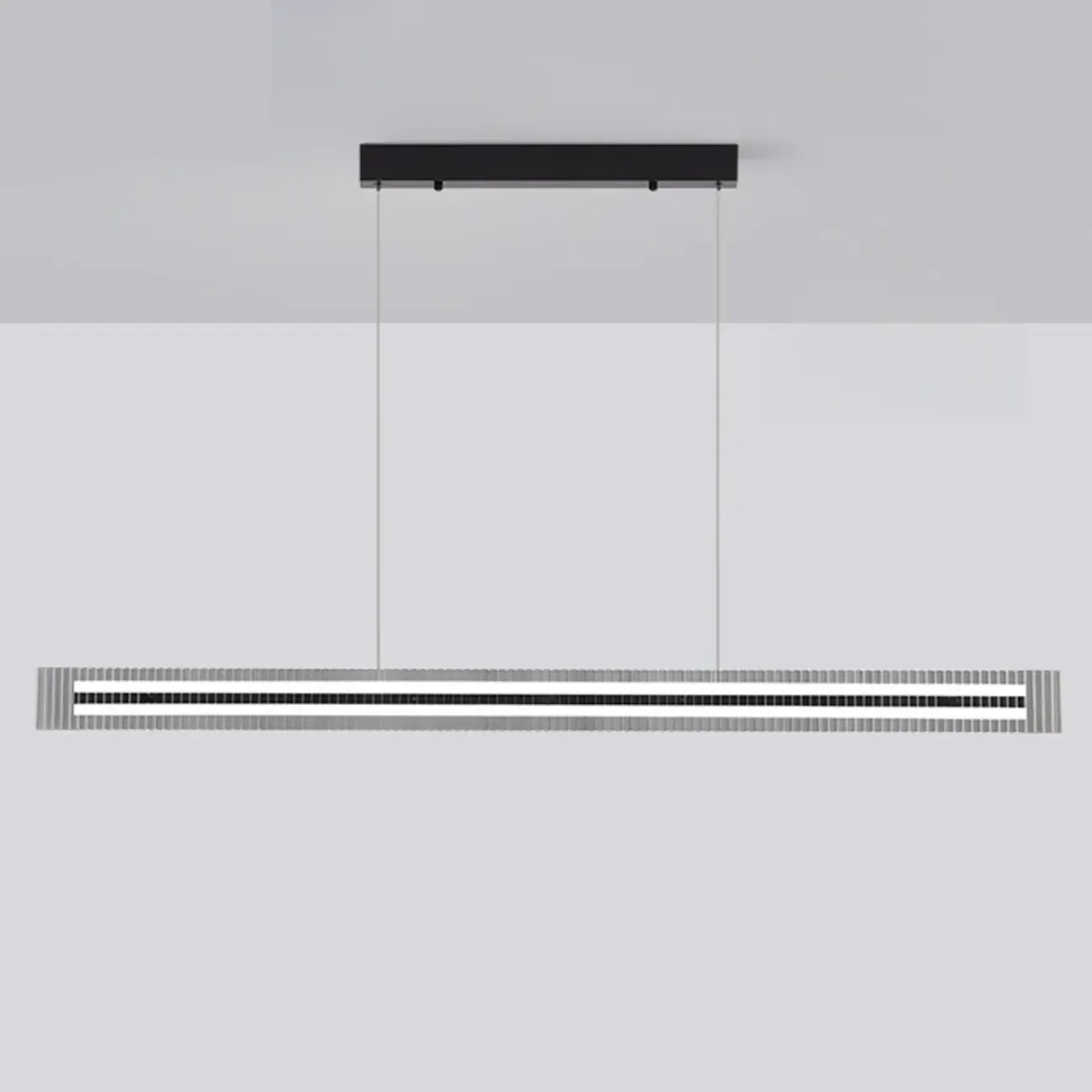 Modern Linear Black LED Hanging Pendant Lights for Kitchen Image - 5