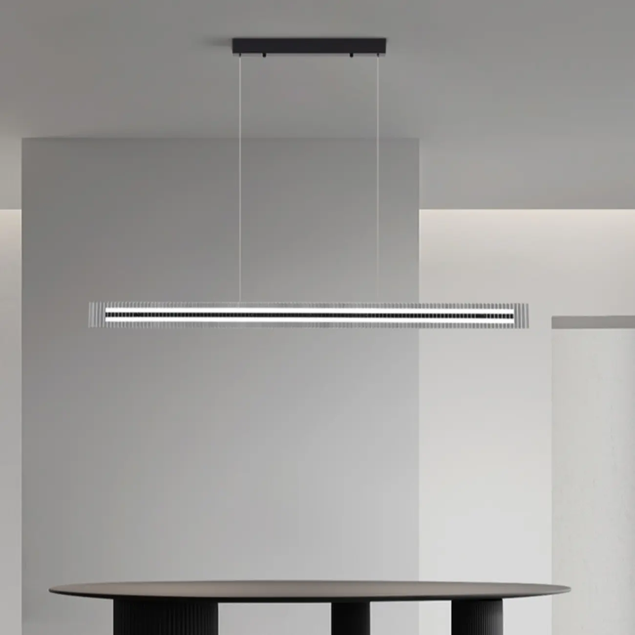 Modern Linear Black LED Hanging Pendant Lights for Kitchen Image - 6 | homeyfad