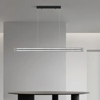 Modern Linear Black LED Hanging Pendant Lights for Kitchen Image - 6
