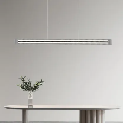 Modern Linear Black LED Hanging Pendant Lights for Kitchen Image - 8