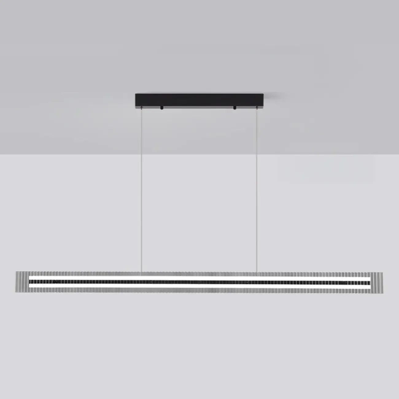 Modern Linear Black LED Hanging Pendant Lights for Kitchen Image - 9