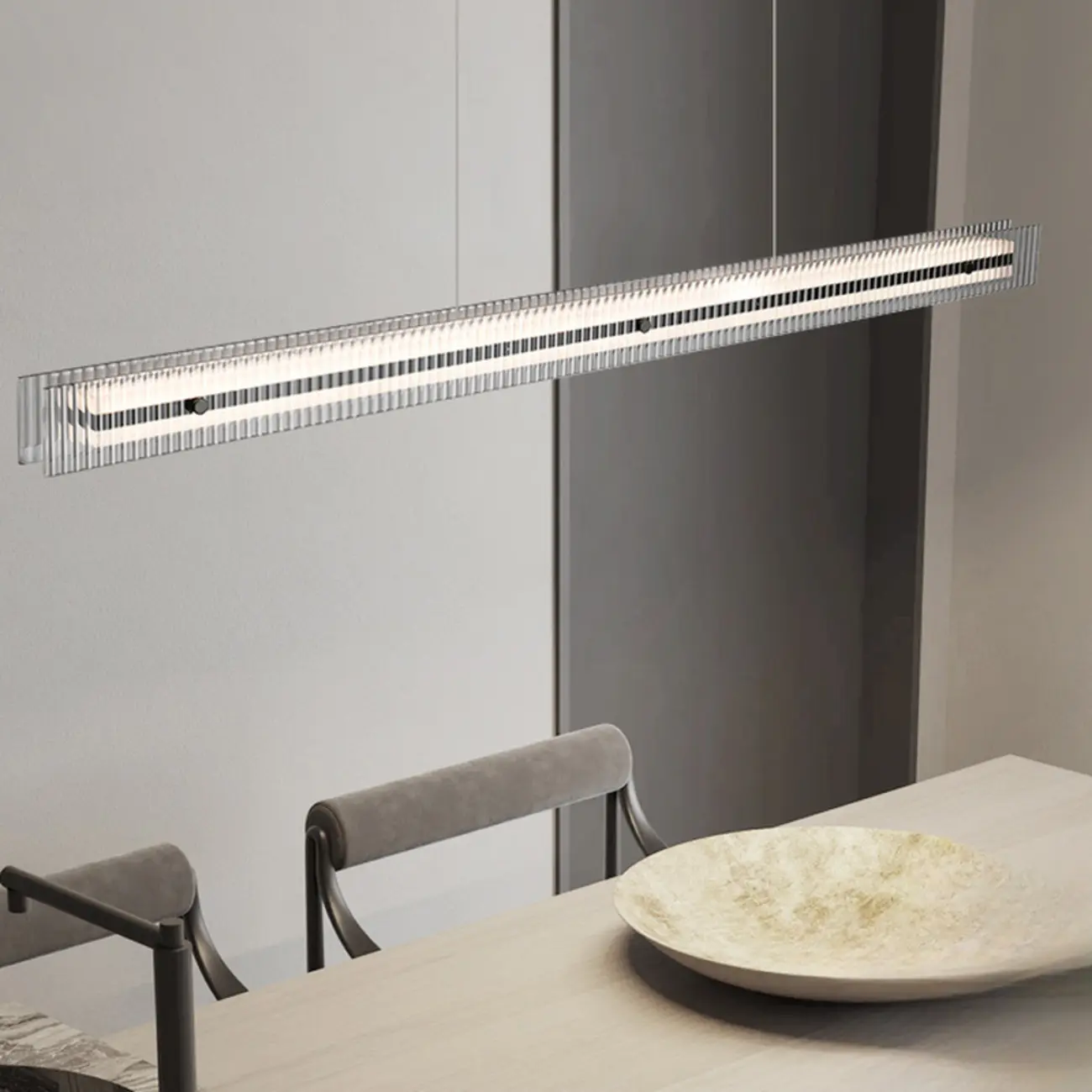 Modern Linear Black LED Hanging Pendant Lights for Kitchen Image - 11 | homeyfad