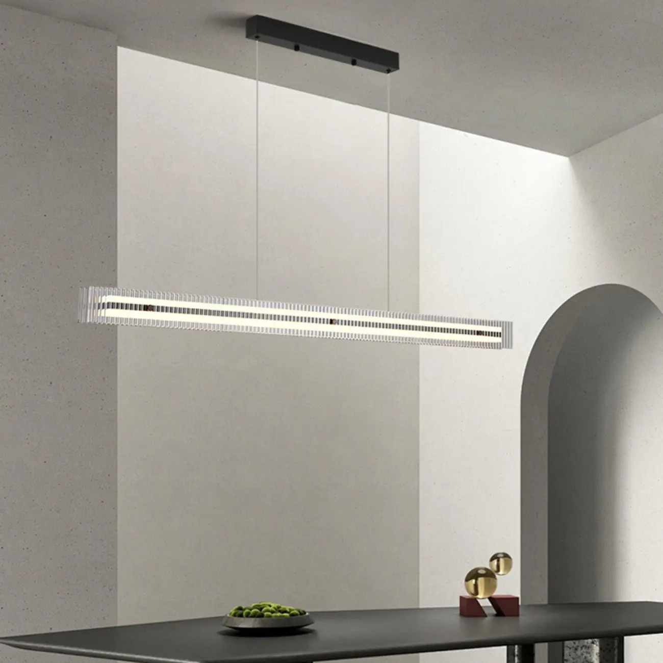 Modern Linear Black LED Hanging Pendant Lights for Kitchen Image - 12 | homeyfad