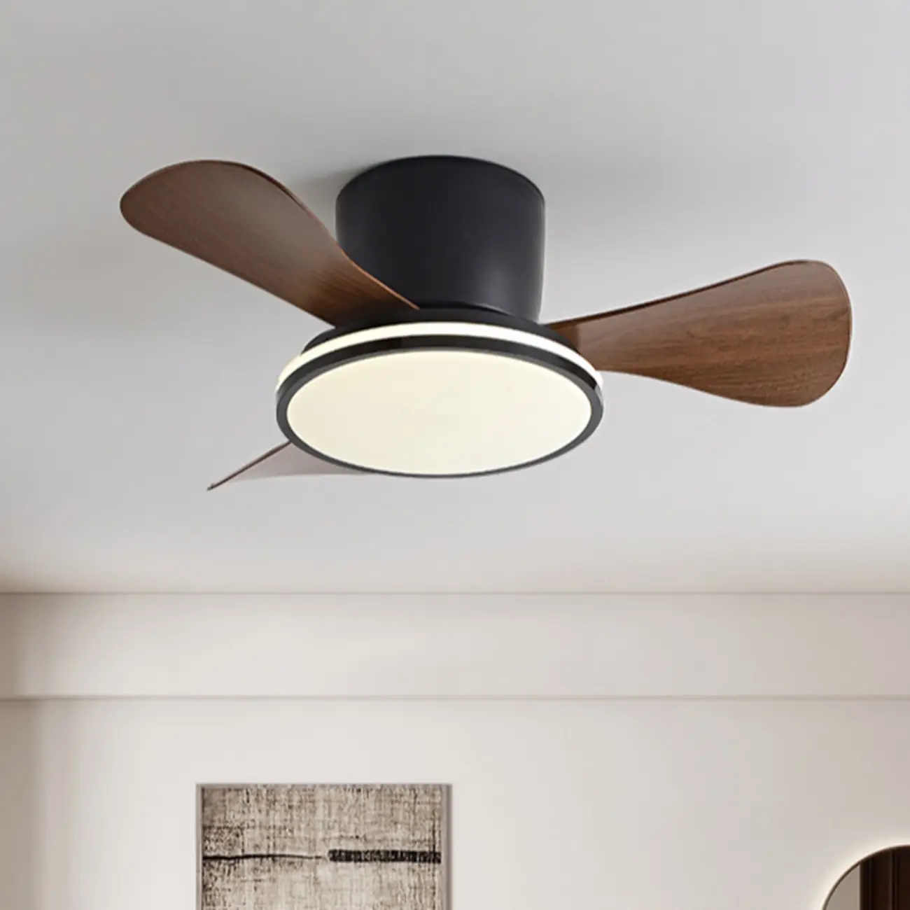Modern 2-Light Flush Mount Ceiling Fan with Light & Remote  Image - 1 | homeyfad