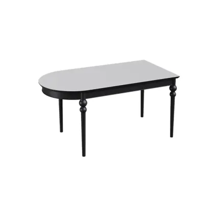 Traditional Black Free Form Wood Dining Table Image - 4