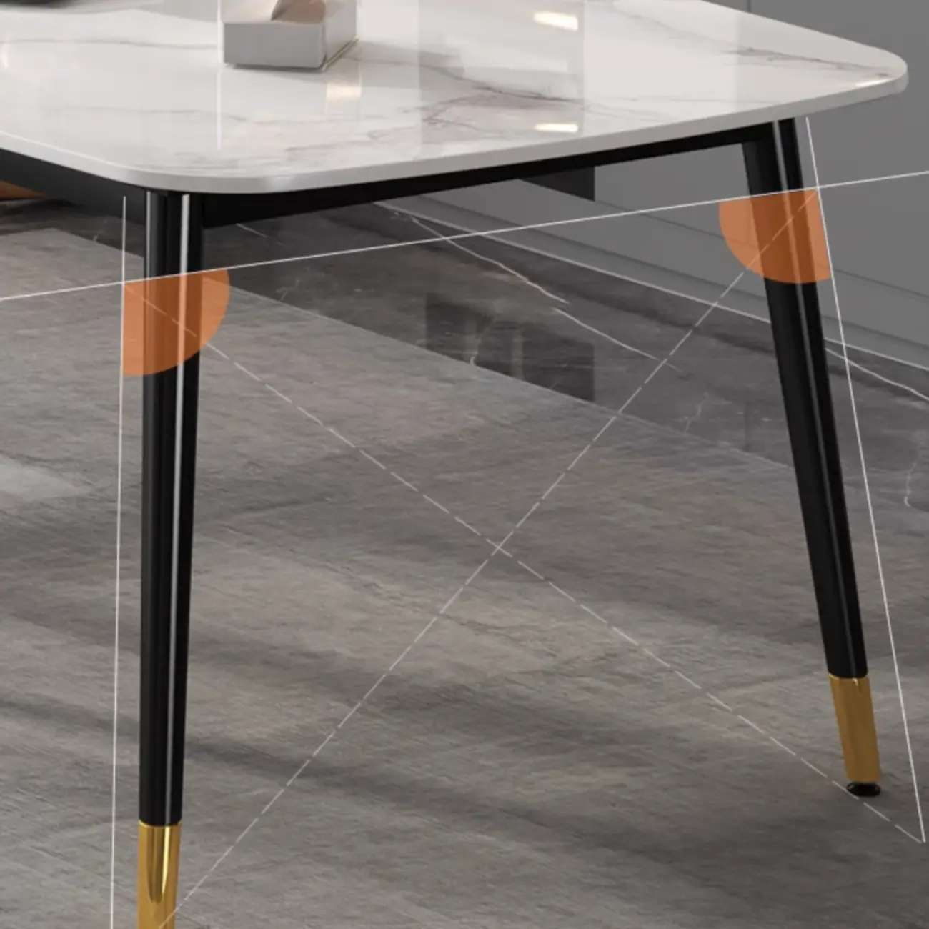 Modern Iron Base Gray Marble Rectangular Dining Table Image - 12 | homeyfad