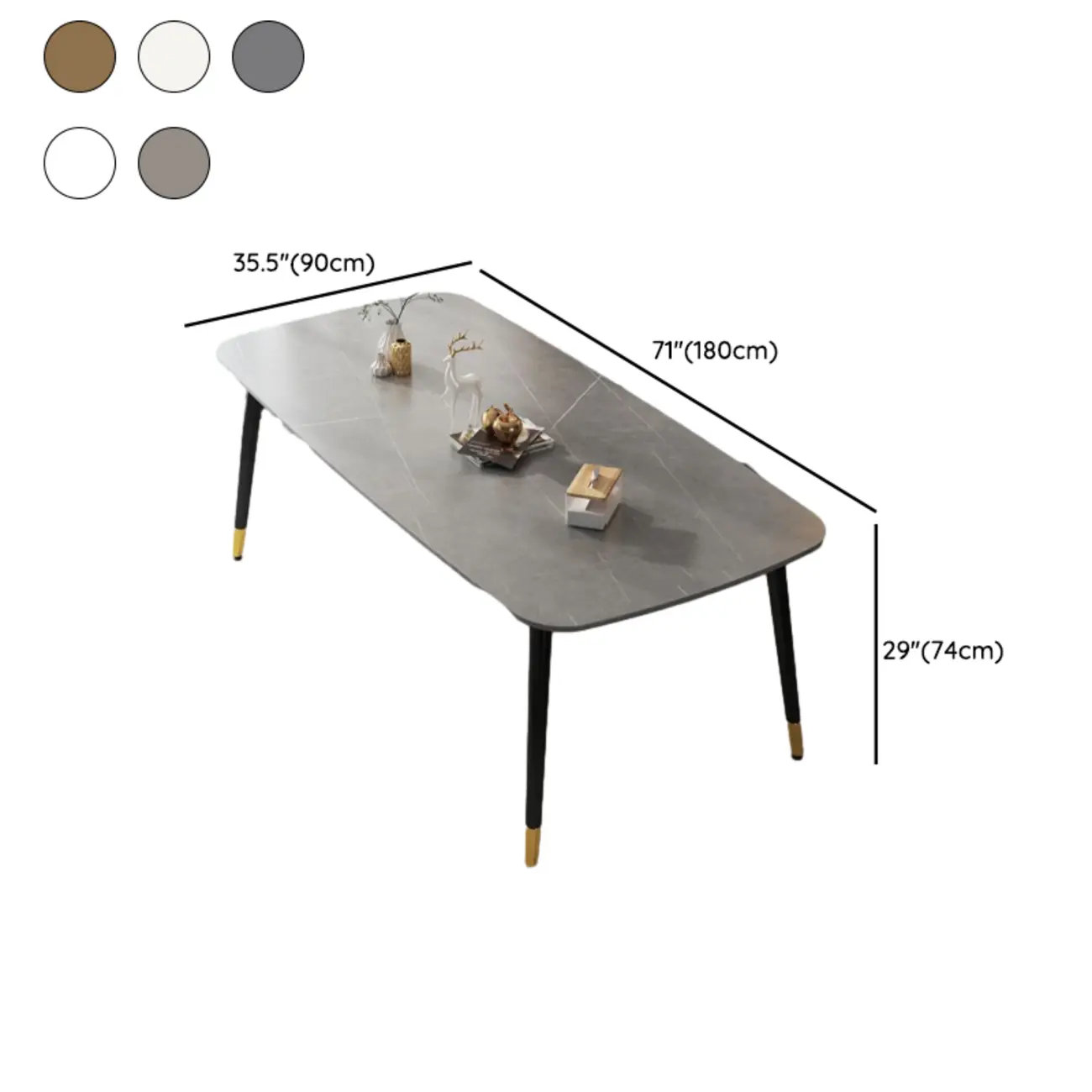 Modern Iron Base Gray Marble Rectangular Dining Table Image - 23 | homeyfad