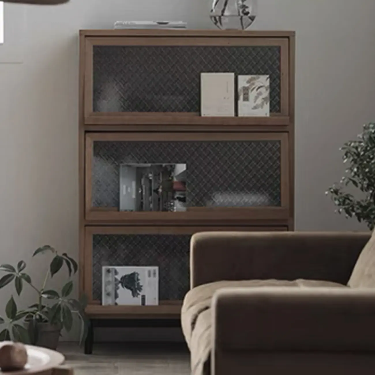 Rustic Natural Rectangle Wood Frosted Glass Storage Chests Image - 3 | homeyfad