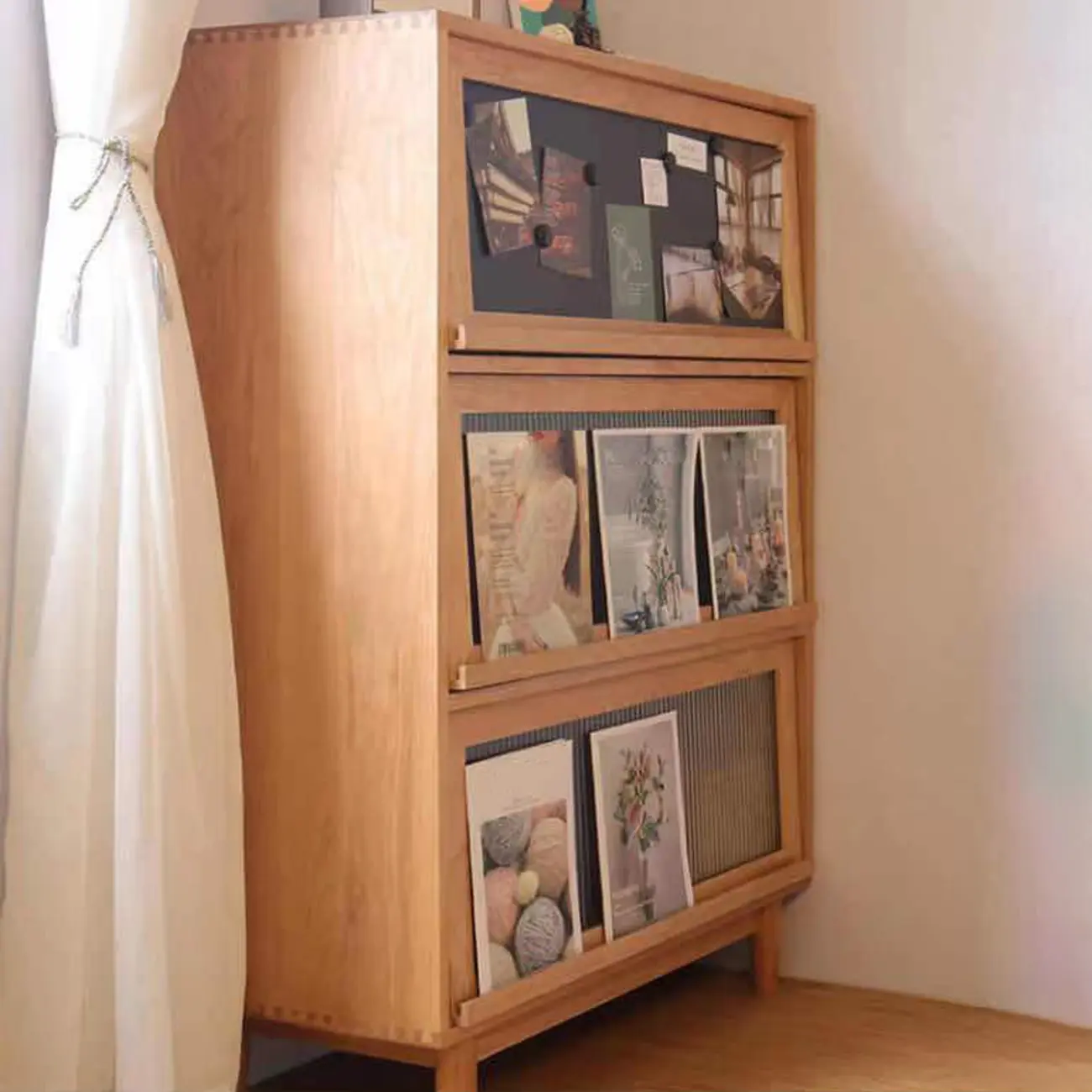 Rustic Natural Rectangle Wood Frosted Glass Storage Chests Image - 4 | homeyfad