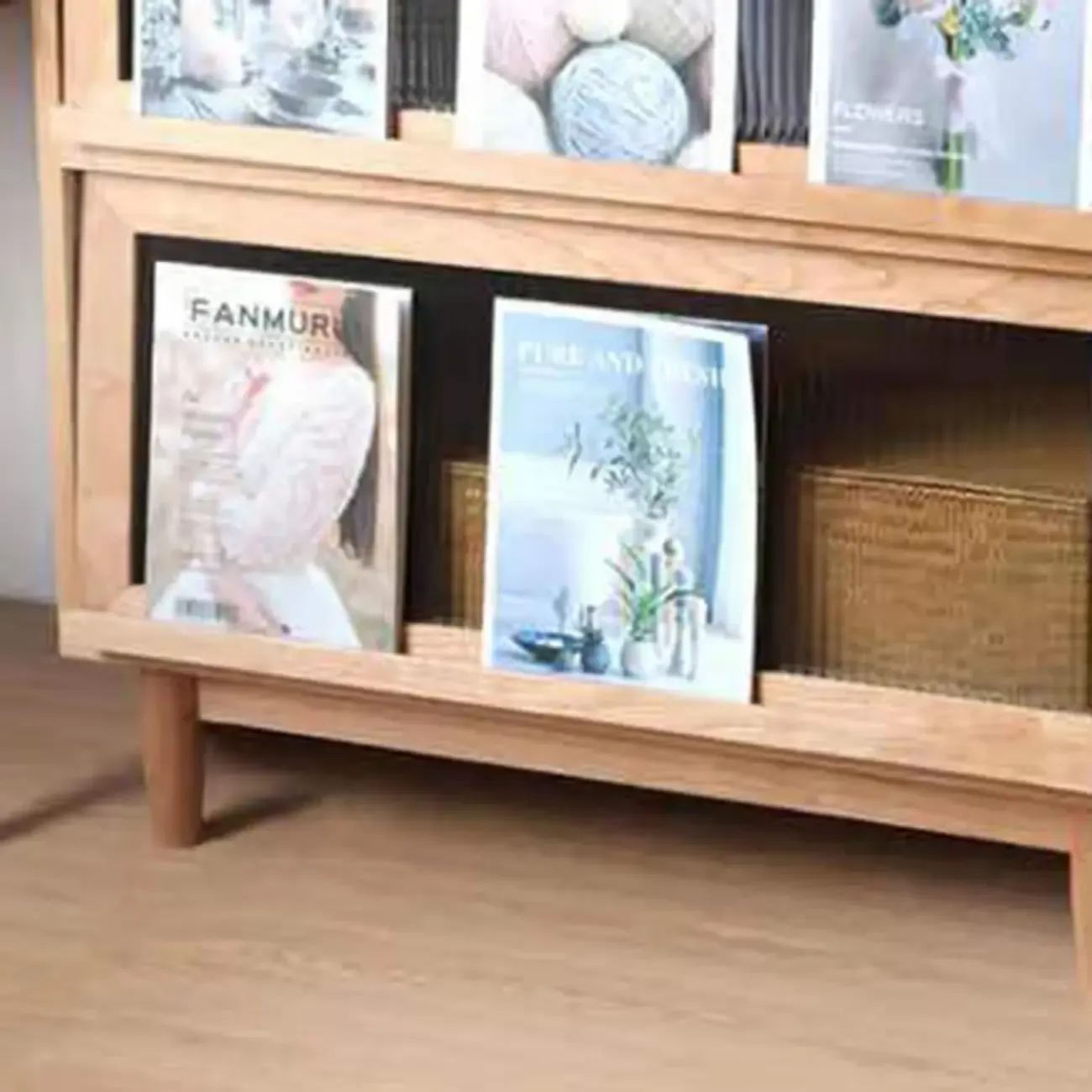 Rustic Natural Rectangle Wood Frosted Glass Storage Chests Image - 9