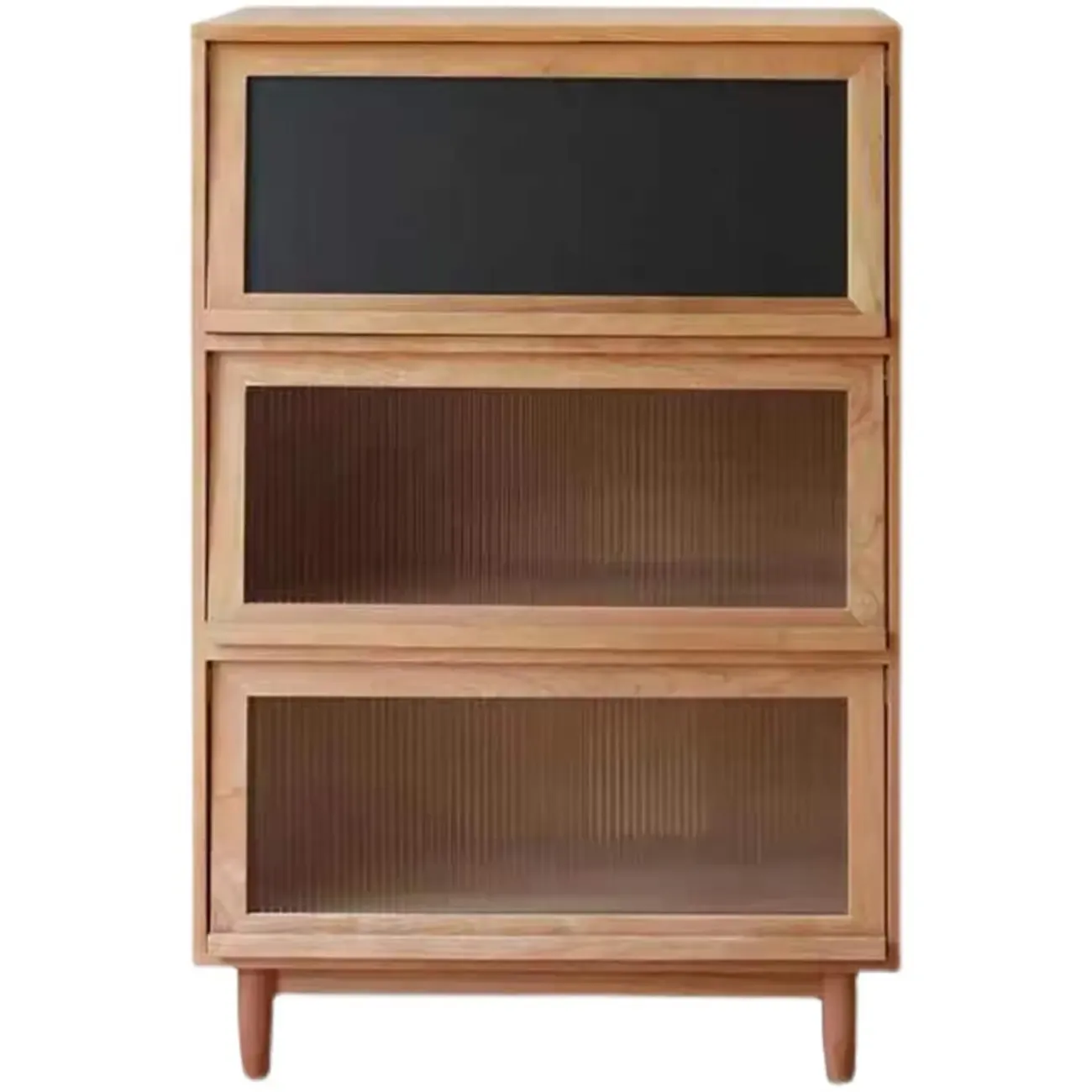 Rustic Natural Rectangle Wood Frosted Glass Storage Chests Image - 10