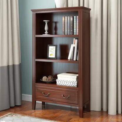 Classic White Wooden Open Storage Display Cabinet for Study Image - 2