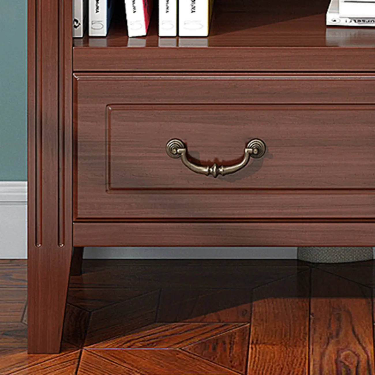 Classic White Wooden Open Storage Display Cabinet for Study Image - 14 | homeyfad