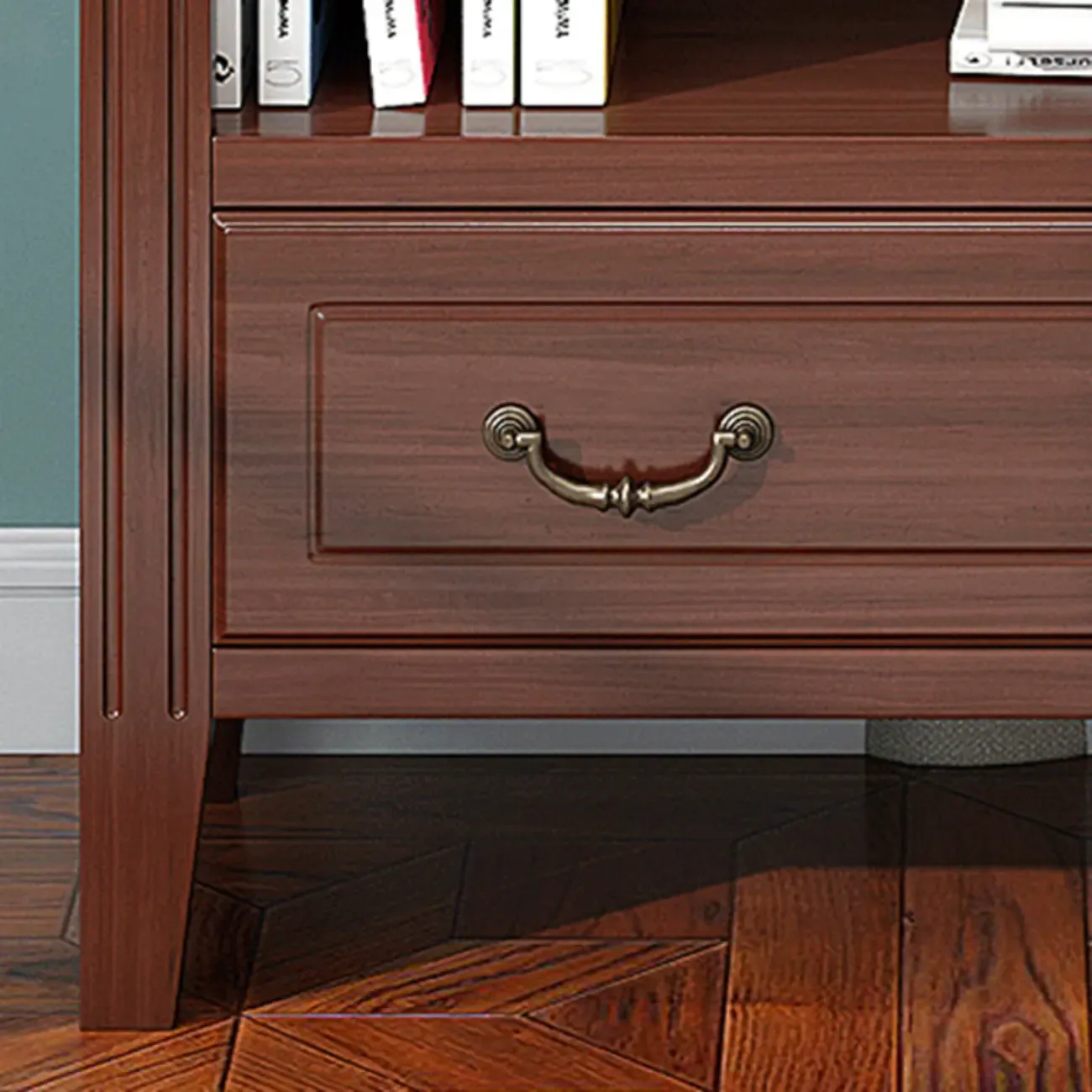 Classic White Wooden Open Storage Display Cabinet for Study Image - 14