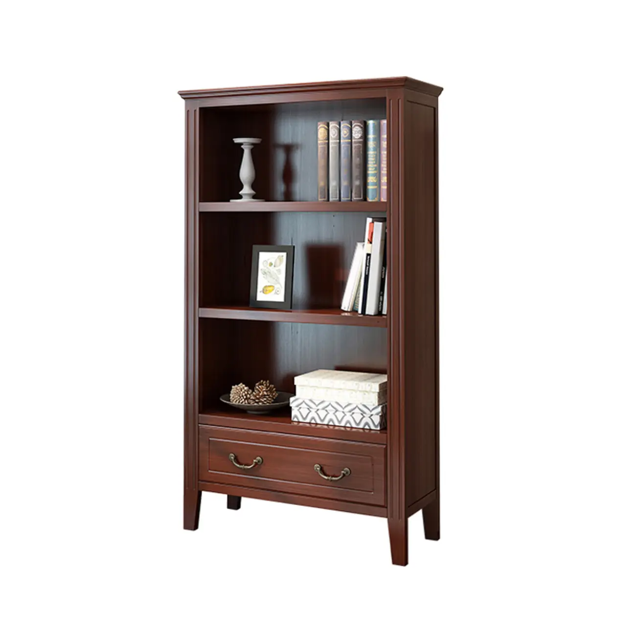 Classic White Wooden Open Storage Display Cabinet for Study Image - 15 | homeyfad