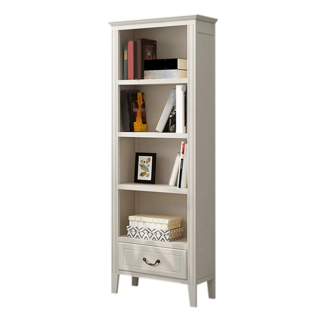 Classic White Wooden Open Storage Display Cabinet for Study Image - 17 | homeyfad