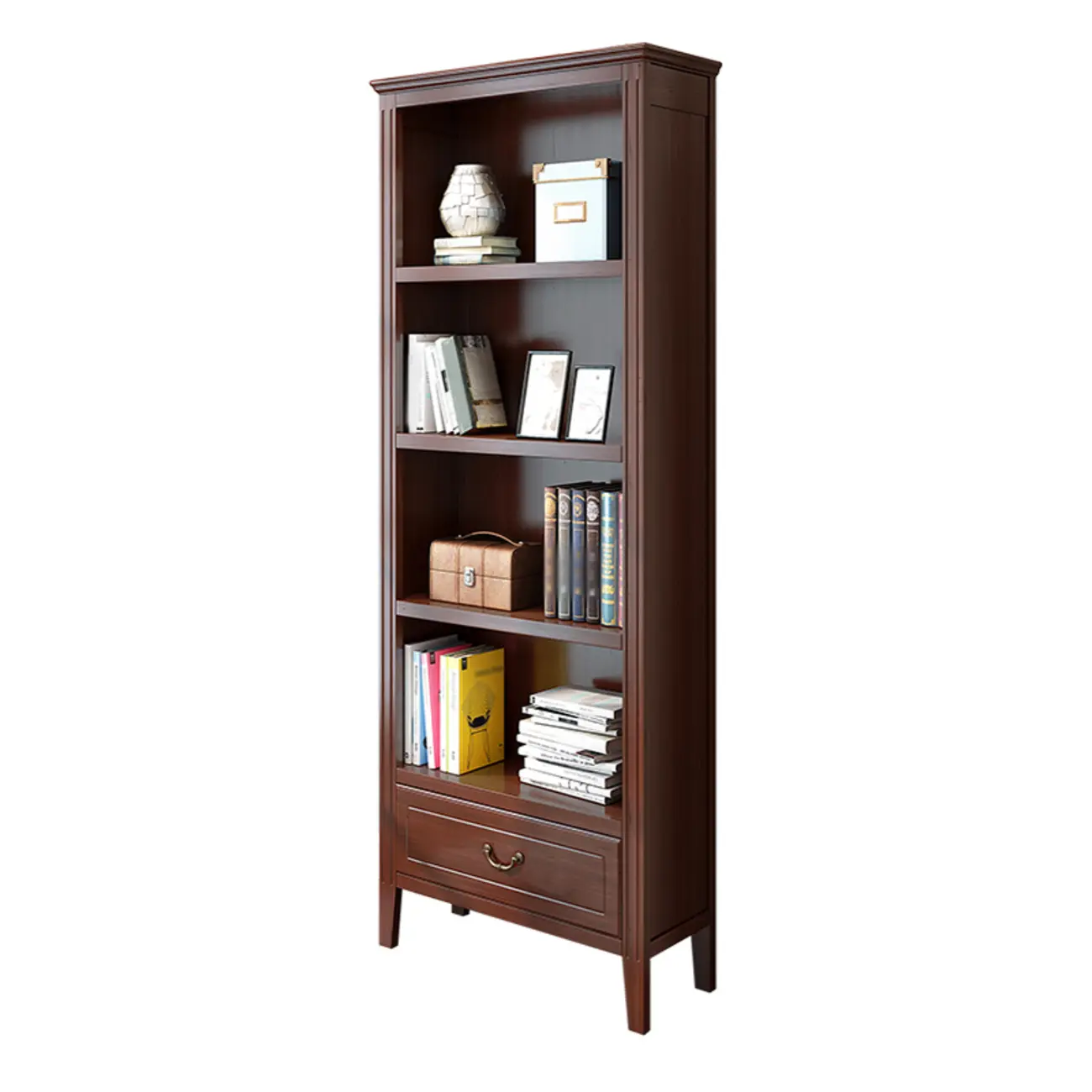 Classic White Wooden Open Storage Display Cabinet for Study Image - 18 | homeyfad