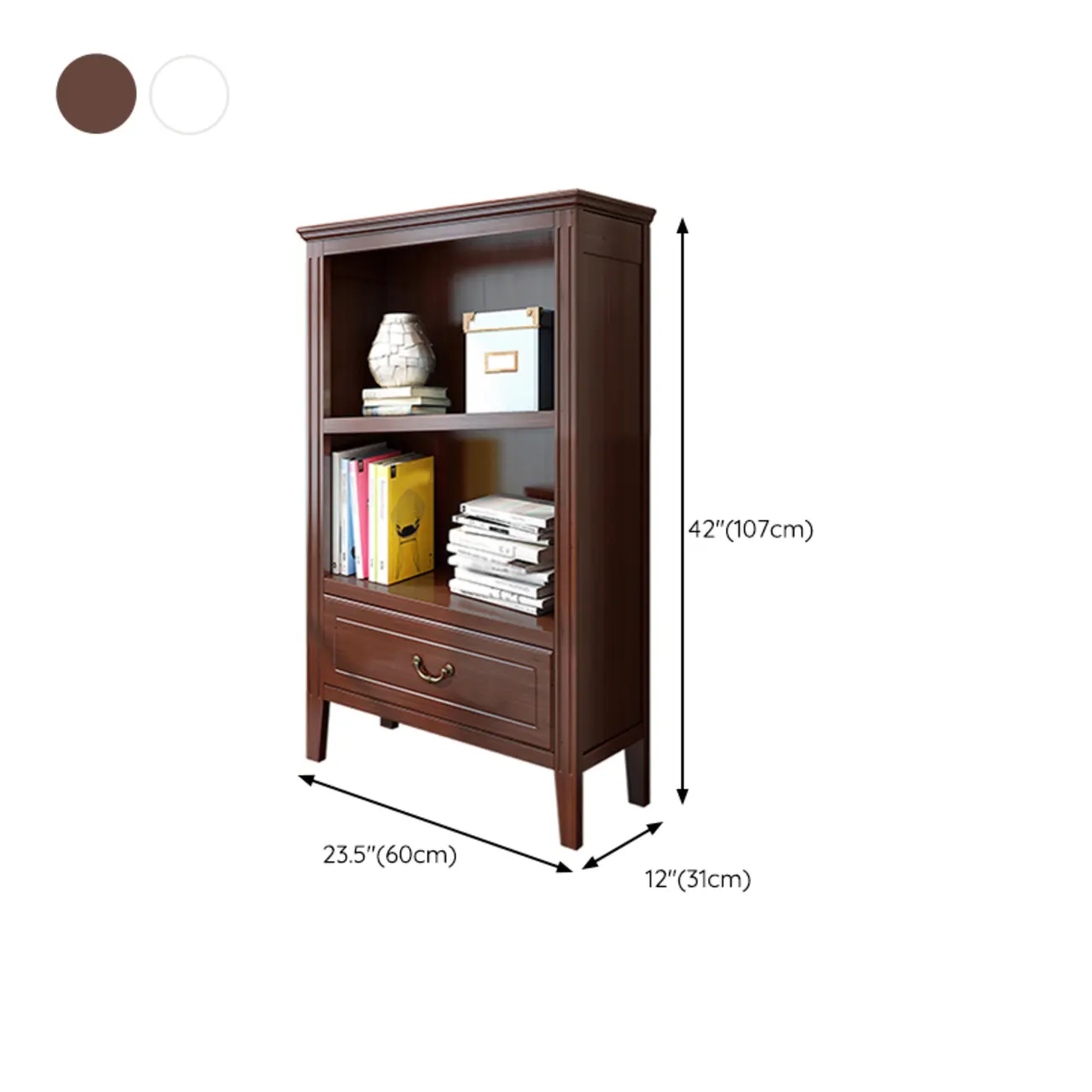 Classic White Wooden Open Storage Display Cabinet for Study #size | homeyfad