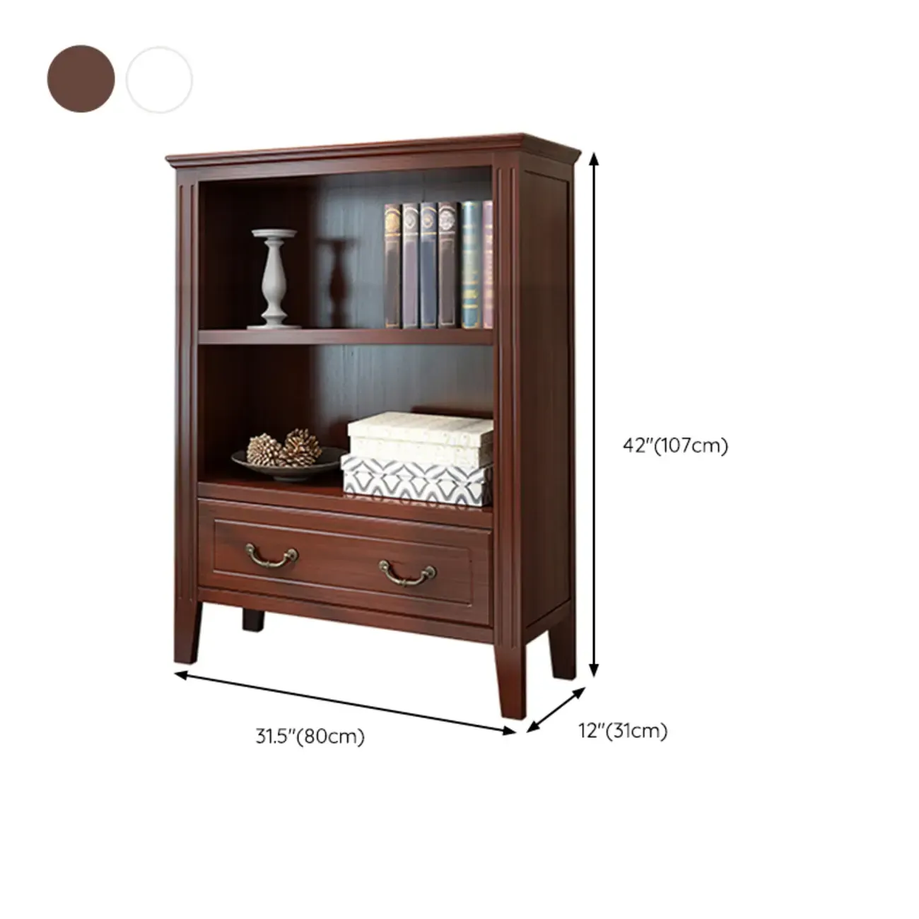 Classic White Wooden Open Storage Display Cabinet for Study Image - 21