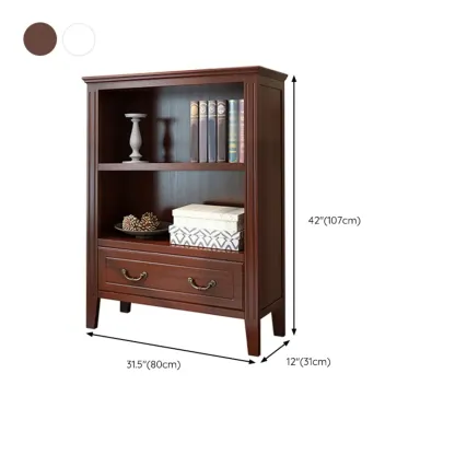 Classic White Wooden Open Storage Display Cabinet for Study Image - 21