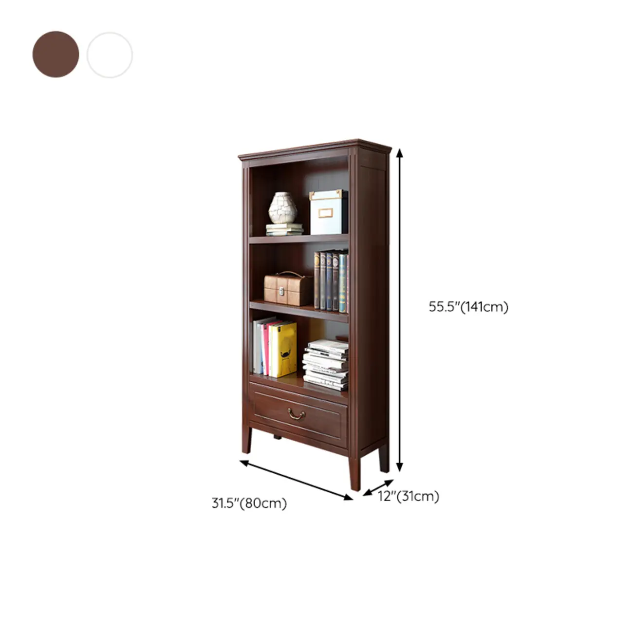 Classic White Wooden Open Storage Display Cabinet for Study Image - 22 | homeyfad
